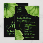 Invitation Marguerites de vert et de noir de chaux épousant (Devant / Derrière)