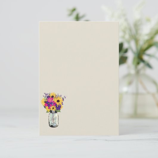 Invitation Marguerites et tournesols en pot Mason | Carton d' (Debout devant)