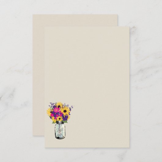 Invitation Marguerites et tournesols en pot Mason | Carton d' (Devant / Derrière)