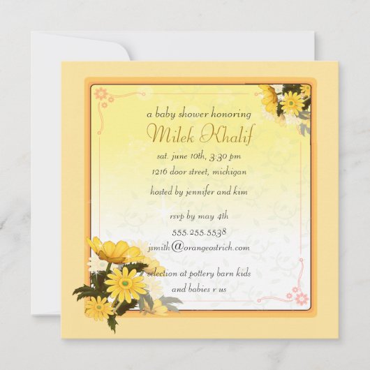 Invitation Marguerites jaunes (Devant)
