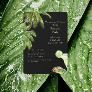 Invitation Marguerites noires et tacos Fête d'anniversaire tr