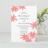 Invitation Marguerites rouges sur Mariage blanc (Debout devant)