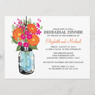 Invitation Marguerites rustiques de Gerber de pot de maçon de