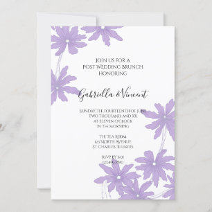 Invitation Marguerites Violettes sur un Carton de Petit Déjeu