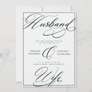 Invitation Mari & Femme Calligraphie Mariage Noir Blanc