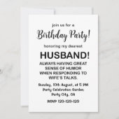 Invitation Mari Hubby Citation Amusante Mari Anniversaire (Devant)