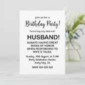 Invitation Mari Hubby Citation Amusante Mari Anniversaire (Debout devant)