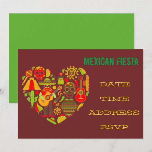 Invitation Mariachi orienté mexicain de fiesta de partie (Devant / Derrière)