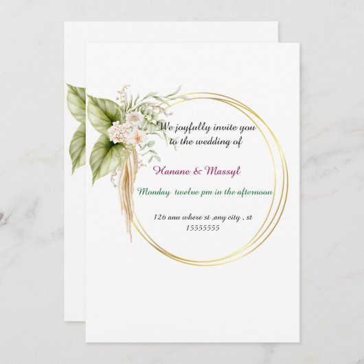 Invitation Mariage (Devant / Derrière)