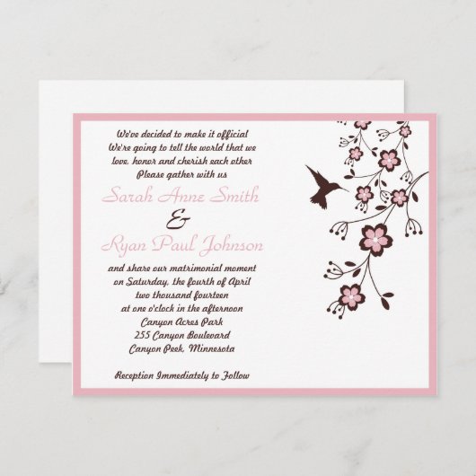 Invitation Mariage (Devant / Derrière)