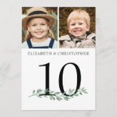 Invitation Mariage 2 Photos Vert Table Numéro 5x7 Signal (Devant)