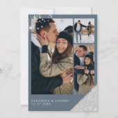 Invitation Mariage 3 photo moderne Ice Blue et Silver Parties (Dos)
