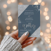 Invitation Mariage 3 photo moderne Ice Blue et Silver Parties