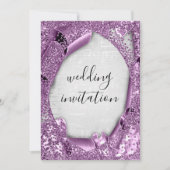 Invitation Mariage 3D Effet Silver Grey Purple Music (Devant)