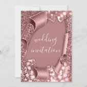 Invitation Mariage 3D Panier Effet Cadre Rose Poudre de broui (Devant)