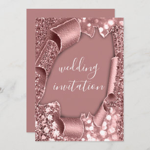 Invitation Mariage 3D Panier Effet Cadre Rose Poudre de broui