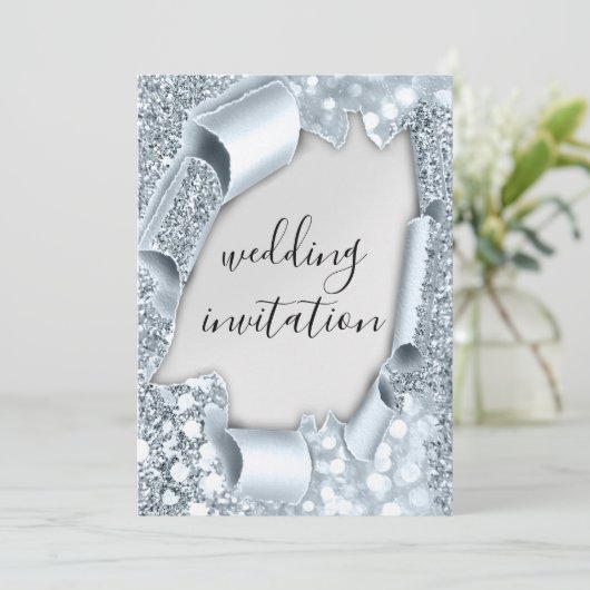 Invitation Mariage 3D Panier Effet Elégant Parties scintillan (Debout devant)