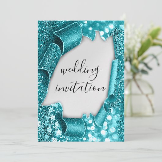 Invitation Mariage 3D Panier Effet Élégant Parties scintillan (Debout devant)