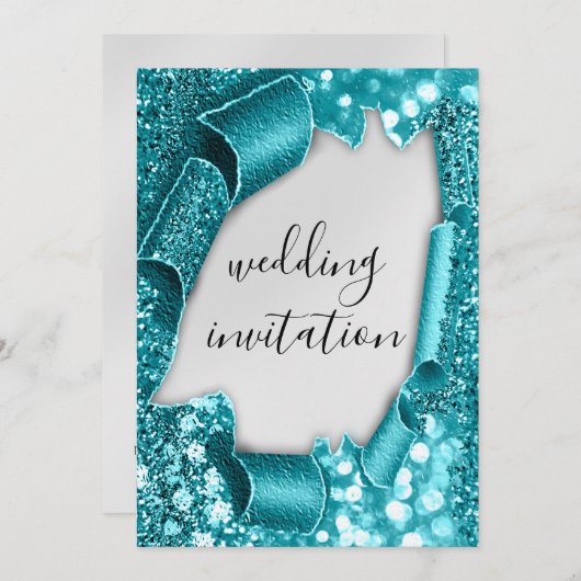 Invitation Mariage 3D Panier Effet Élégant Parties scintillan (Devant / Derrière)