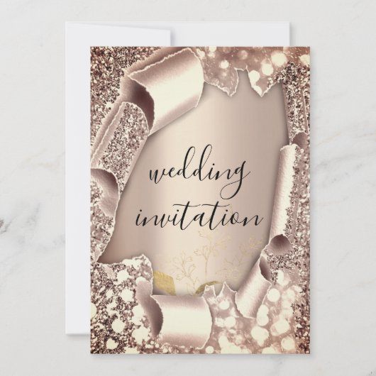 Invitation Mariage 3D Panier effet Frame Florals Rose Or (Devant)