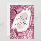 Invitation Mariage 3D Panier effet Parties scintillant Rose a (Devant)