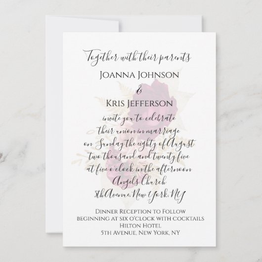 Invitation Mariage 3D Panier effet Parties scintillant Rose a (Dos)