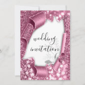 Invitation Mariage 3D Panier Effet Rose Blanche Frame Florals (Devant)