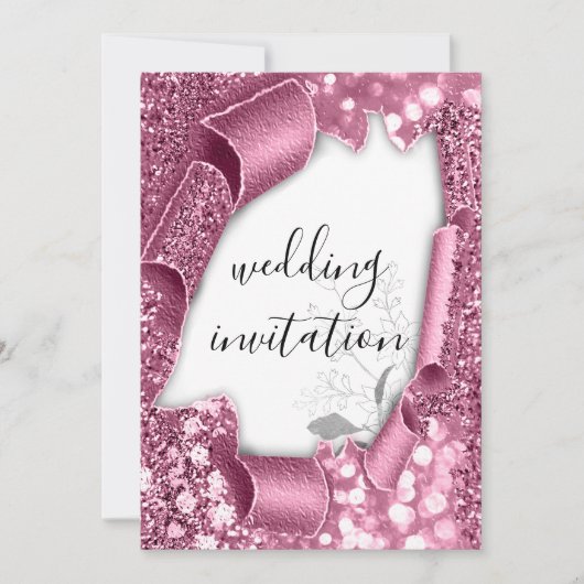 Invitation Mariage 3D Panier Effet Rose Blanche Frame Florals (Devant)