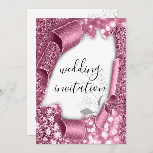Invitation Mariage 3D Panier Effet Rose Blanche Frame Florals (Devant / Derrière)