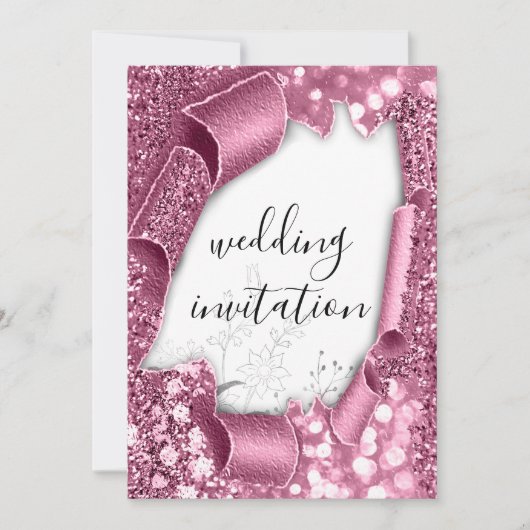 Invitation Mariage 3D Panier effet Rose blanche Parties scint (Devant)