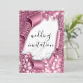 Invitation Mariage 3D Panier effet Rose blanche Parties scint (Debout devant)