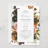 Invitation Mariage 4 blanc rustique, violet et rose floral (Devant)