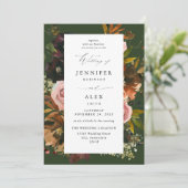 Invitation Mariage 4 vert Rustique en or, violet et rose en f (Debout devant)