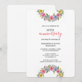 Invitation mariage 50e anniversaire de la fleur aquarelle uni (Devant / Derrière)