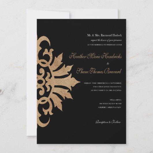 Invitation Mariage 5x7 Flourish Belize (tan/noir) (Devant)