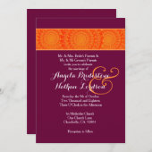 Invitation Mariage A04 Orange and Bourgogne Flower Wreaths (Devant / Derrière)