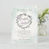 Invitation Mariage à anneau de vigne de lavande (Debout devant)