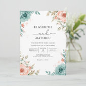 Invitation Mariage à arc floral Turquoise doux (Debout devant)