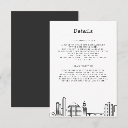 Invitation Mariage à Austin | Détails des invités (Devant / Derrière)