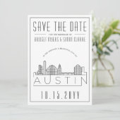 Invitation Mariage à Austin | Encart "Save the Date" avec lig (Debout devant)