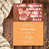 Invitation Mariage À Balle Disco Rétro Rose Chaud Et Orange