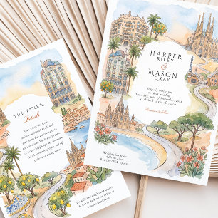 Invitation Mariage à Barcelone Espagne Sagrada Familia Gaudi
