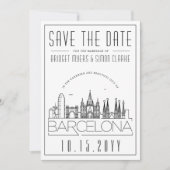 Invitation Mariage à Barcelone - Skyline stylisé - Save the D (Devant)
