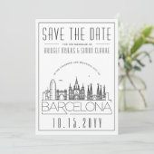 Invitation Mariage à Barcelone - Skyline stylisé - Save the D (Debout devant)