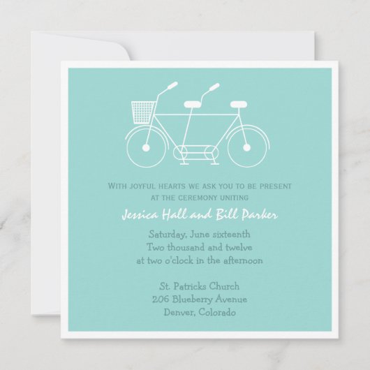 Invitation Mariage à bicyclette Tandem (Devant)
