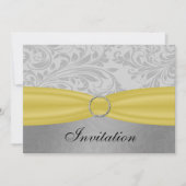 Invitation Mariage à boucle diamante jaune gris FAUX (Devant)