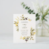 Invitation Mariage à branche fleurie de citrons botaniques (Debout devant)