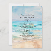 Invitation Mariage à budget avec code QR aquarelle sur la pla (Devant)