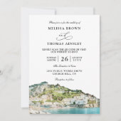 Invitation Mariage à budget avec QR code sur la côte d'Amalfi (Devant)