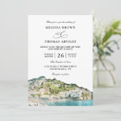 Invitation Mariage à budget avec QR code sur la côte d'Amalfi (Debout devant)
